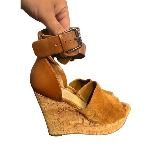 Marc Fisher Cognac Brown Suede Wedge Heel - Picture 12 of 13